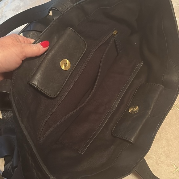 Black Leather and Canvas Woven Tote Bag Medium Career Classic Capsule - Picture 9 of 9